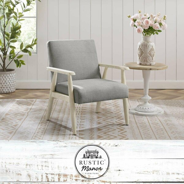 Posh Living 27 x 30 x 32.3 in. Alton Upholstered Armchair, Gray & Cream Linen RAC308-03GR-UE